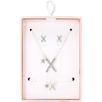 Silver Iridescent Glitter Initial Letter X Jewellery Set