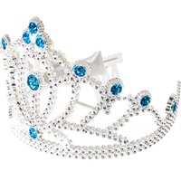 Kids Light Up Silver Tiara Crown With Turquoise Glitter