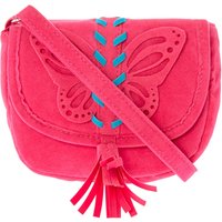 Kids Pink Faux Suede Butterfly Crossbody Bag