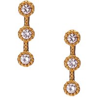 Gold Plated Cubic Zirconia Crystal Bar Earrings