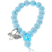 Light Blue Fireball Bead Stretch Bracelet With Butterfly Charm