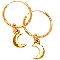 Gold Plated Dangling Moon Hoop Earrings