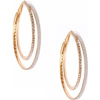 60MM Silver Glitter And Crystal Lined Gold-tone Double Hoop Earrings