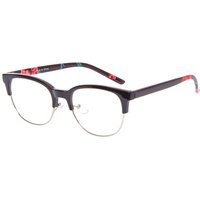 Retro Rose Black Half Rim Fake Glasses