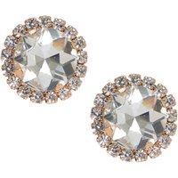 Rose Gold-Tone Pave Halo Stud Earrings
