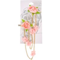 Pink Flower And Gold Chains Hair Swag Clips