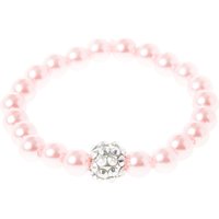 Silver Fireball And Pink Faux Pearl Stretch Bracelet