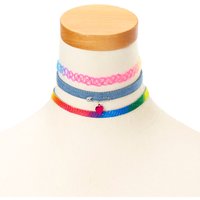 Rainbow Tattoo And Fabric Choker Necklace