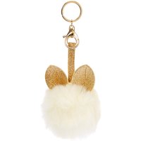 Gold Bunny Ears Pom Pom Keychain
