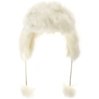 White Faux Fur Trapper Ski Hat