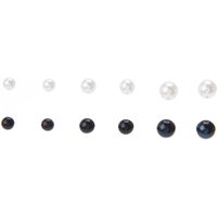 Black And White Graduated Faux Pearl Stud Earrings