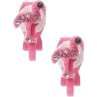 Crystal Pink Flamingo Clip On Stud Earrings
