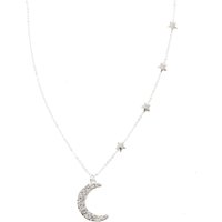 Silver Stars And Moon Pendant Necklace