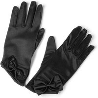 Silky Black Gloves With Bow
