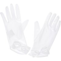 White Satin Gloves With Bow