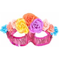 Parisian Hot Pink Lace & Floral Masquerade Mask