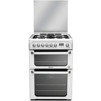 HOTPOINT HUD61P Dual Fuel Cooker - White, White