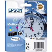 EPSON Alarm Clock 27 Cyan, Magenta & Yellow Ink Cartridges - Multipack, Cyan