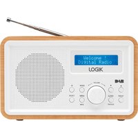 LOGIK LHDR15 Portable DAB/FM Clock Radio - Light Wood & White, White