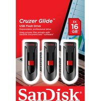 SANDISK Cruzer Glide USB 2.0 Memory Stick - 16 GB, Pack Of 3