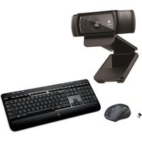 LOGITECH Full HD Webcam, Wireless Keyboard & Mouse Bundle