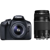 CANON EOS 1300D DSLR Camera With 18-55 Mm DC III Zoom Lens And EF 75-300 Mm F/4.0-5.6 III Telephoto Zoom Lens - Black, Black