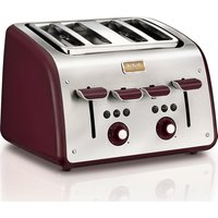 TEFAL Maison TT7705UK 4-Slice Toaster - Stainless Steel & Pomegranate Red, Stainless Steel