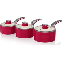 SWAN Retro 3-piece Non-stick Saucepan Set - Red, Red