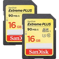 SANDISK Extreme Plus Class 10 SD Memory Card Twin Pack - 16 GB