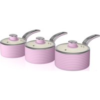 SWAN Retro SWPS3020PN 3-piece Non-stick Saucepan Set - Pink, Pink