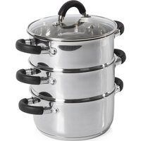 TOWER T80836 18 Cm 3-tier Steamer - Stainless Steel, Stainless Steel
