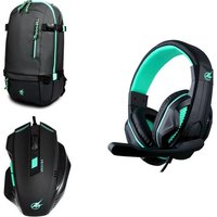 PORT DESIGNS Arokh H-1 Headset & X-1 Optical Mouse & BP-1 15.6" Laptop Backpack Gaming Pack