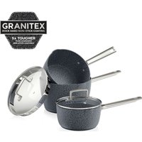TOWER T90981 3-piece Granitex Saucepan Set - Granite Grey, Grey