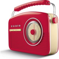 AKAI A60010RDABBT Portable DABﱓ Retro Bluetooth Clock Radio - Red, Red