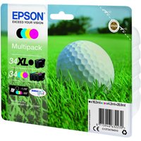 EPSON 34 Golf Ball Cyan, Magenta & Yellow Ink Cartridges - Multipack, Cyan