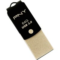PNY Duo-Link USB 3.0 And Type-C Memory Stick - 64 GB, Black, Black