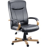 TEKNIK 85 Series 8512HLW Bonded-leather Reclining Executive Chair - Kingston Black & Oak, Black