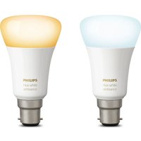 PHILIPS Hue White Ambience B22 Wireless Bulb - Twin Pack, White