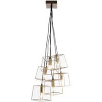 Jules Cube Cage Antique Brass Effect 6 Lamp Ceiling Light