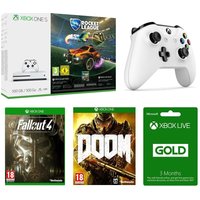 MICROSOFT Xbox One S, Games, Wireless Controller & Xbox LIVE Gold Membership Bundle, Gold