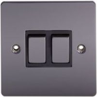 Holder 10A 2-Way Double Black Nickel Light Switch