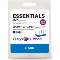 ESSENTIALS T071 Tri-colour & Black Epson Ink Cartridge - Multipack, Black