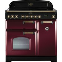 RANGEMASTER Classic Deluxe 90 Electric Induction Range Cooker - Cranberry & Brass, Cranberry