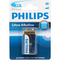 Phillips Ultra Alkaline 9V 6LR61 Battery, Black