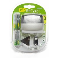 Gp Batteries ReCyko+ Travel Charger With Batteries, Silver