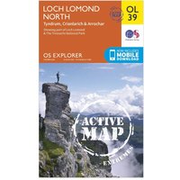 Ordnance Survey Active Explorer OL 39 Loch Lomond North Map, Orange