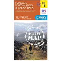 Ordnance Survey Explorer Active OL18 Harlech, Porthmadog & Bala Map, Orange