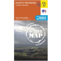Ordnance Survey Explorer Active OL 31 North Pennines - Teesdale & Weardale Map, Orange