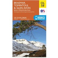 Ordnance Survey Explorer OL 58 Braemar, Tomintoul & Glen Avon Map, Orange