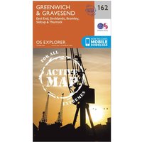 Ordnance Survey Explorer Active 162 Greenwich & Gravesend Map With Digital Version, Orange